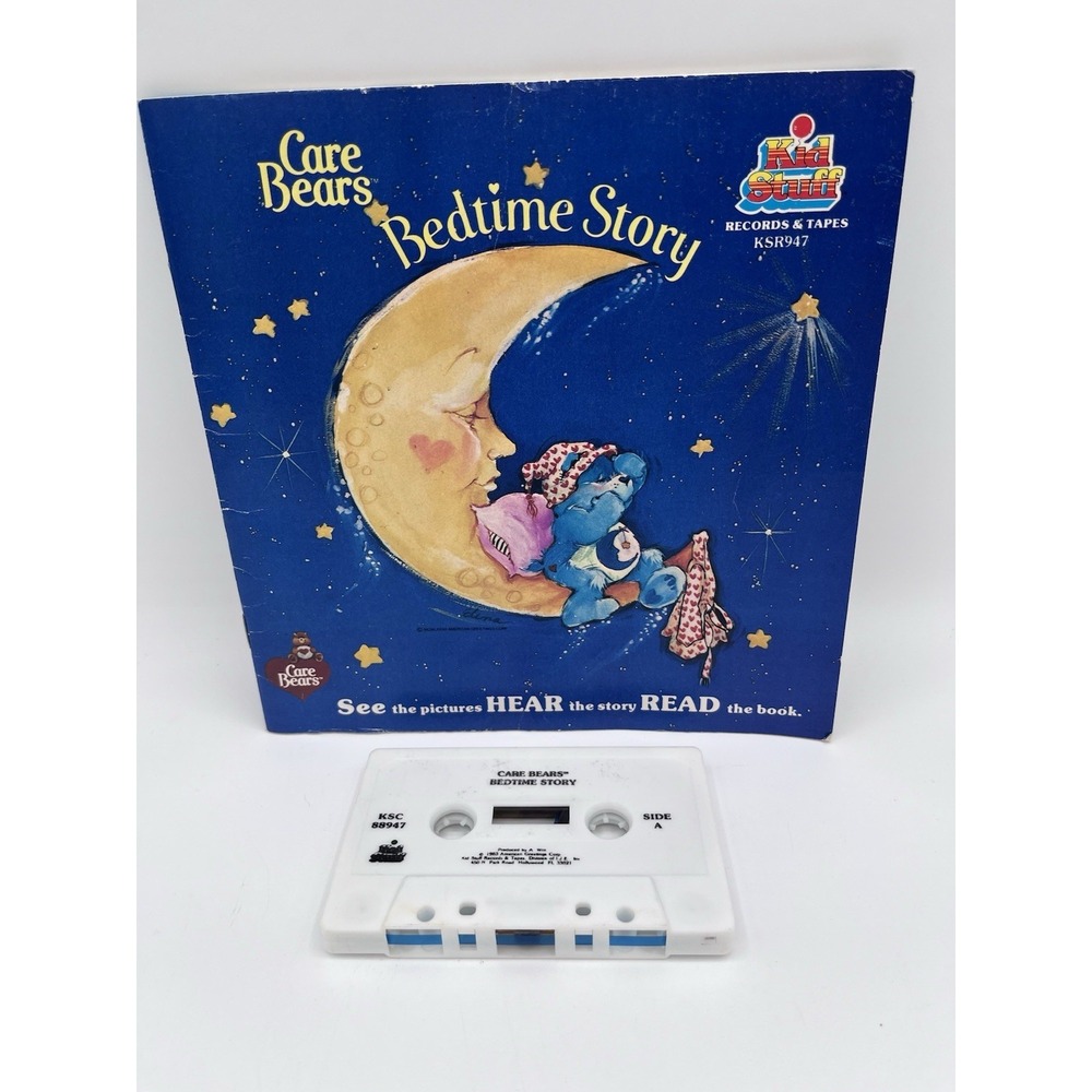 Vintage Care Bears Bedtime Story Book w/Audio Cassette Tape 1983 AG READ